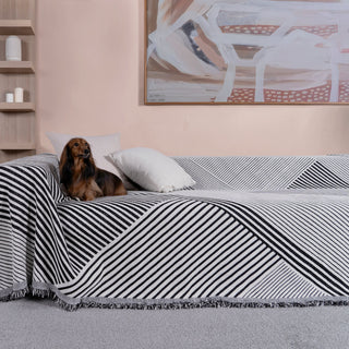 Black Geometric Reversible Comfort Sofa / Couch Cover