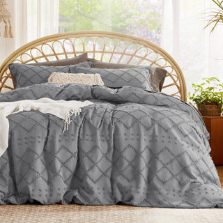 Bohemian Floral Embossed Duvet Cover Set