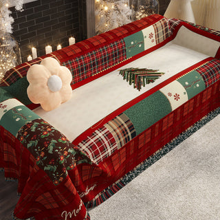 Cozy Christmas Patchwork Sofa Cover Protects Furniture & Elevates Your Holiday Home Decor