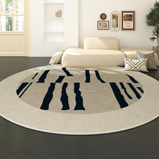 Easy Clean Rug Abstract Lines Round Spillproof Pet Friendly Modern Living Room Round Rug