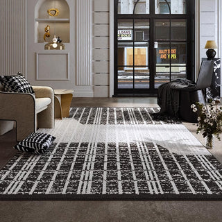 Easy Clean Rug Checkered Contrast Texture Spillproof Pet Friendly Patterned Bedroom Living Room Area Rug