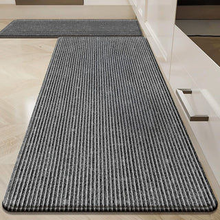 Easy Clean Rug Classic Charcoal Stripe Durable Non-Slip Pet-Friendly Hallway Runner Rug