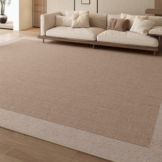 Easy Clean Rug Classic Two-Tone Border Spillproof Pet-Friendly Minimalist Living Room Area Rug