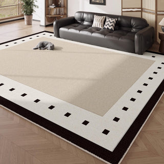 Easy Clean Rug Double Border Checkered Spillproof Modern Living Room Area Rug