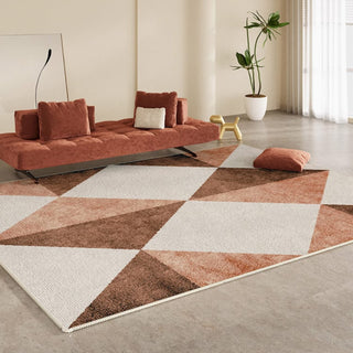 Easy Clean Rug Geometric Mosaic Plush Modern Area Rug