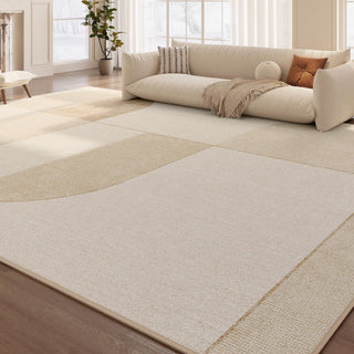 Easy Clean Rug Harmony Block Pattern Spillproof Pet-Friendly Minimalist Living Room Area Rug