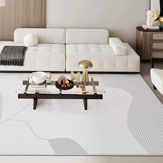 Easy Clean Rug Minimalist Grey Abstract Spillproof Pet-Friendly Living Room Large Area Rug