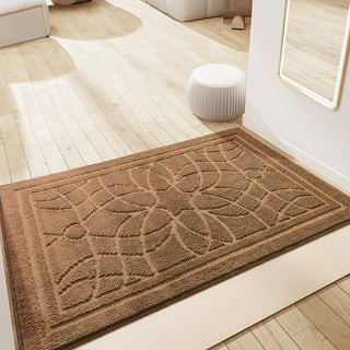 Easy Clean Rug Modern Embossed Floral Durable Non-Slip Pet-Friendly Indoor Area Outdoor Doormat