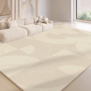 Easy Clean Rug Modern Geometric Beige Spillproof Pet-Friendly Minimalist Living Room Area Rug