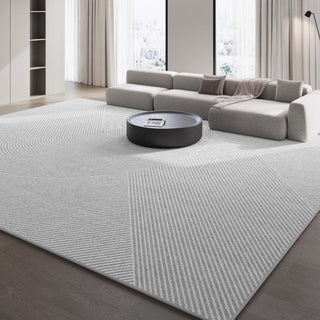 Easy Clean Rug Modern Geometric Gray Spillproof Pet-Friendly Minimalist Living Room Area Rug