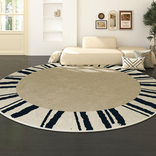 Easy Clean Rug Modern Sunburst Round Spillproof Pet Friendly Modern Living Room Round Rug