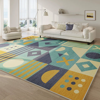 Easy Clean Rug Playful Geometric Pop Spillproof Pet-Friendly Modern Living Room Area Rug