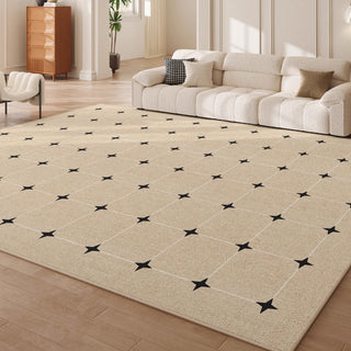 Easy Clean Rug Star Grid Pattern Spillproof Pet-Friendly Modern Living Room Area Rug