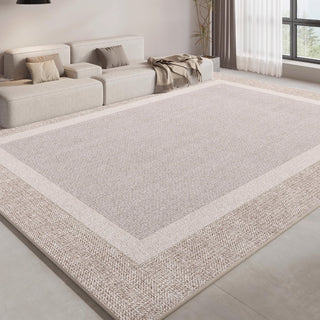 Easy Clean Rug Textured Border Spillproof Pet-Friendly Minimalist Living Room Area Rug