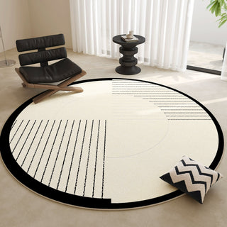 Easy Clean Rug Urban Eclipse Spillproof Pet-Friendly Chic Living Room Plush Round Rug