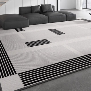 Easy Clean Rug Urban Grid Spillproof Pet-Friendly Modern Living Room Area Rug