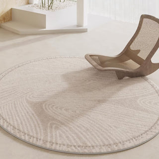 Easy Clean Rug Zen Garden Round Spillproof Pet-Friendly Modern Living Room Plush Round Rug