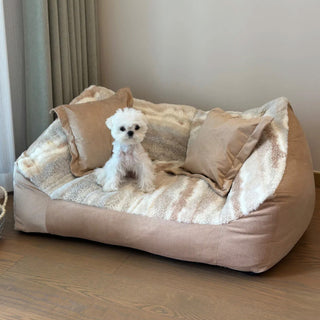 Fashion Color Block Polar Fleece Dog Sofa Bed