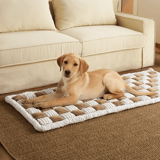 Fuzzy Cream Plaid Sofa Cover