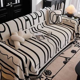 Monochrome Typography Sofa Cover