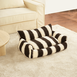 Plush Stripes Pet Sofa with Cushions