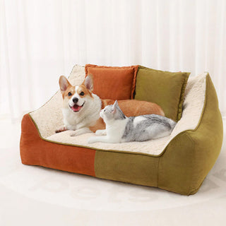 Warm Cozy Multi-Pet Double Pillows Dog & Cat Sofa Bed