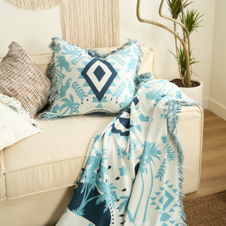 Aztec Boho Throw Blanket and Cushion Cover Set