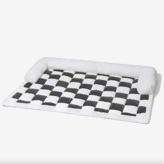 Cream Square Plaid Cozy Dog Mat Furniture Protector Cover