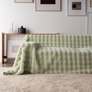 Plush Faux Rabbit Fur Sofa Cover