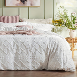 Bohemian Floral Embossed Duvet Cover Set