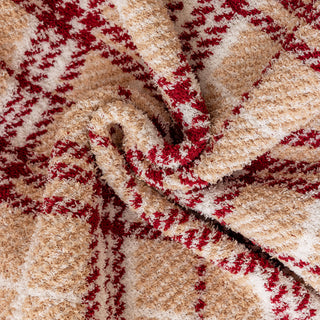 Classic Buffalo Plaid Sherpa Throw Red & White Checkered Design with Soft Lining for Cozy Comfort