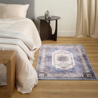 Waterproof Classic Indigo Persian Lightweight Rug