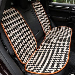 Classic Rhombus Color Matching Non-slip Front Car Seat Cover Full Set