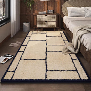 Easy Clean Rug Modern Grid Spillproof Pet Friendly Geometric Modern Bedroom Area Rug