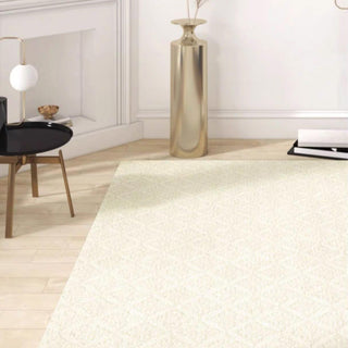 Easy Clean Rug Subtle Diamond Texture Spillproof Pet Friendly Minimalist Bedroom Area Rug