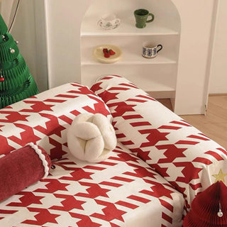 Festive Houndstooth Sofa/Couch Cover