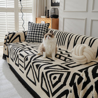 Geometric Pattern Plush Sofa Cover