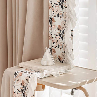 Soft Pink Floral Patterned Curtain