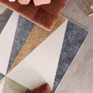 Easy Clean Rug Geometric Triangular Plush Modern Area Rug