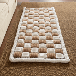 Fuzzy Cream Plaid Sofa Cover