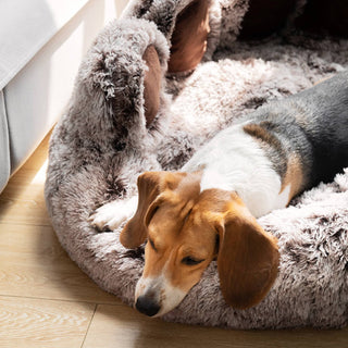 Large Round Dog Bed - Plush Paw