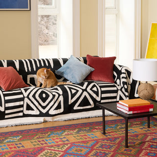 Non-Slip Geometric Pattern Plush Sofa Cover