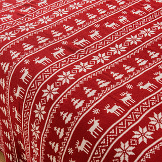 Nordic Reindeer Knit Throw Blanket Festive Snowflake and Reindeer Design for Cozy Holiday Decor