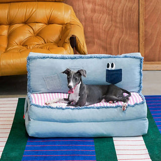 Spacious Foldable Denim Multi-Functional Dog & Cat Sofa Bed