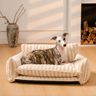 Trendy Striped Faux Lambswool Double Layer Dog & Cat Sofa Bed