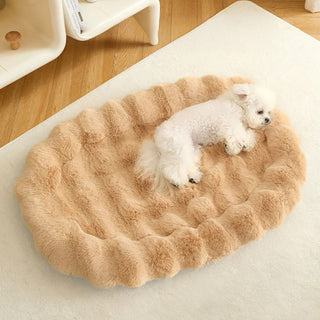 Elliptical Faux Rabbit Fur Sponge Support Multi-Functional Dog & Cat Mat