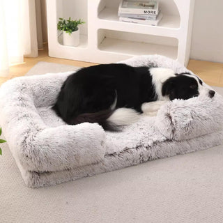 Long Plush - Square Surround Support Deep Sleep Dog Bed