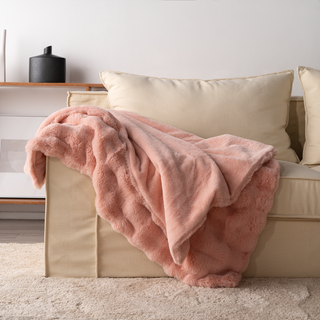 Plush Faux Rabbit Fur Throw Blanket