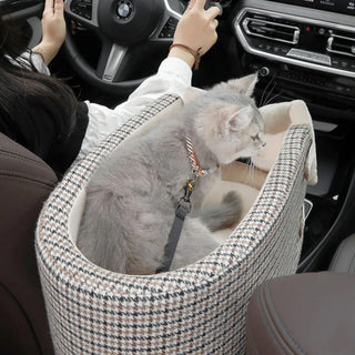 Houndstooth Lookout Console Bow Tie Dog & Cat Car Seat