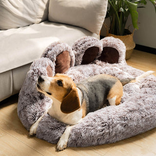 Large Round Dog Bed - Plush Paw